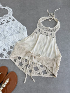 Cropped crochê branco - Glamix 