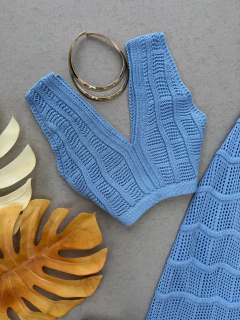Conjunto cropped e saia midi tricot - comprar online