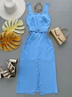 Vestido midi com cinto