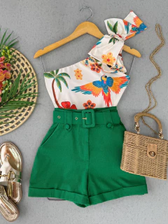 Shorts linho com cinto - Glamix 