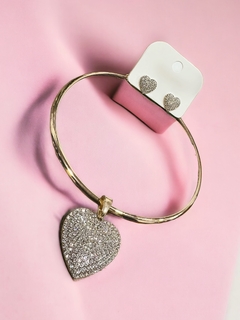 Conjunto colar e brincos coração