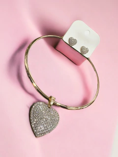 Conjunto colar e brincos coração