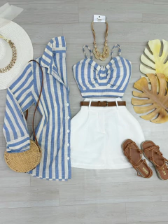 Conjunto camisa e Crooped linho