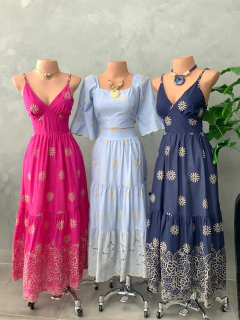 Vestido longo laise pink - comprar online