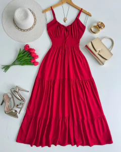 Vestido midi vermelho - comprar online