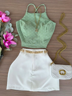 Cropped Luci poá verde