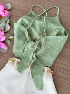 Cropped Luci poá verde - comprar online