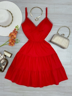 Vestido tricoline vermelho