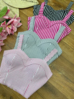 Cropped bengaline listrado - comprar online