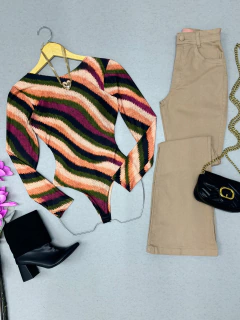 Calça jeans flare premium nude