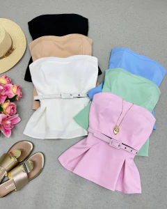 Blusa tomara que caia com cinto - comprar online