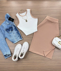 Conjunto canelado nude