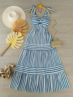 Vestido longo listrado