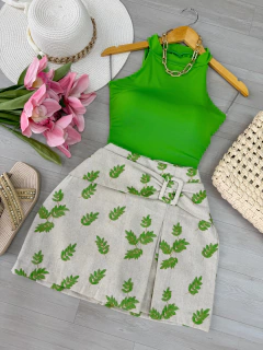 Saia/shorts linho bordado - comprar online