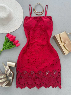 Vestido laise midi vermelho