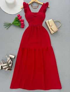 Vestido longo vermelho manguinha