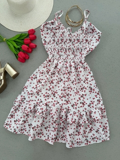 Vestido Babi crepinho floral branco - comprar online