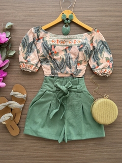 Shorts linho clochard verde
