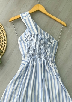 Vestido longo listrado azul claro - comprar online