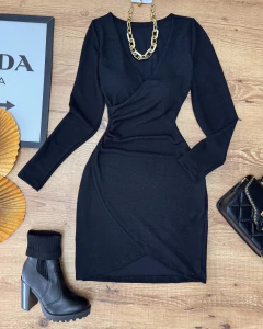 Vestido drapeado preto - comprar online