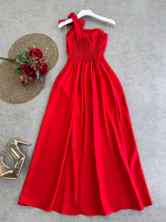 Vestido longo manga nula laço on internet