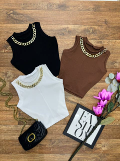 Cropped basic canelado correntes