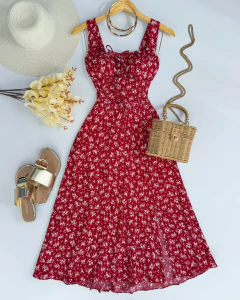 Vestido midi Luana vinho - comprar online