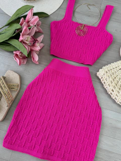 Conjunto cropped e saia tricot - (cópia) - Glamix 