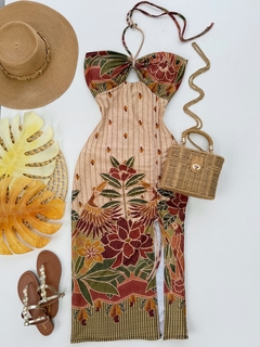 Vestido midi Canelado estampado - comprar online