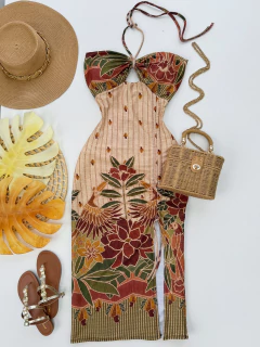 Vestido midi Canelado estampado - comprar online