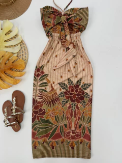 Vestido midi Canelado estampado na internet