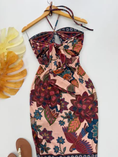 Vestido midi Canelado estampado na internet