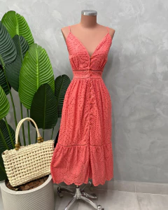 Vestido midi laise com botões - loja online