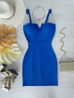 Vestido Any com strass azul