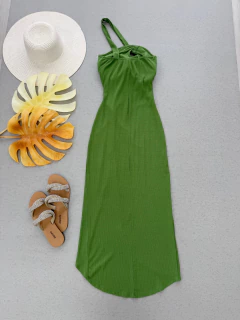 Vestido canelado verde folha - Glamix 