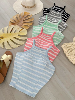 Cropped canelado listrado - comprar online