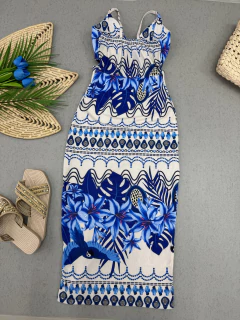 Vestido midi Canelado estampado na internet