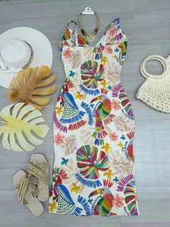 Vestido midi Canelado estampado na internet