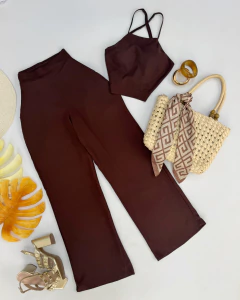 Conjunto Pantalona linho marrom - comprar online