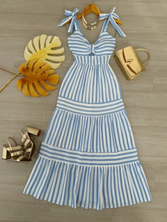 Vestido longo listrado