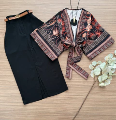 Saia midi linho - comprar online