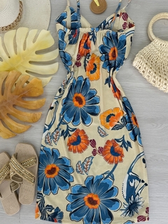 Vestido midi Canelado estampado na internet