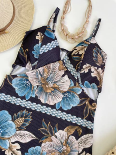 Vestido midi Canelado estampado na internet