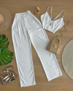 Conjunto calça e cropped linho - comprar online