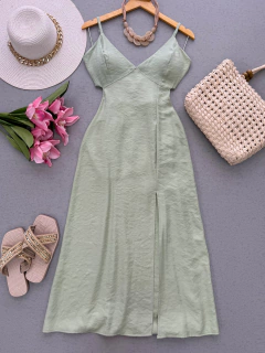 Vestido midi verde menta