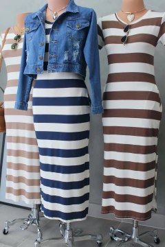 Vestido midi listrado - Glamix 
