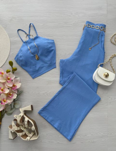 Conjunto Pantalona linho azul