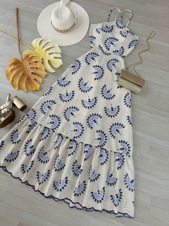 Vestido longo linho bordado - comprar online