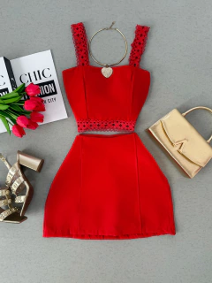Conjunto Alfaiataria vermelho guipir