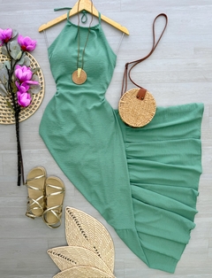 Vestido longo verde menta